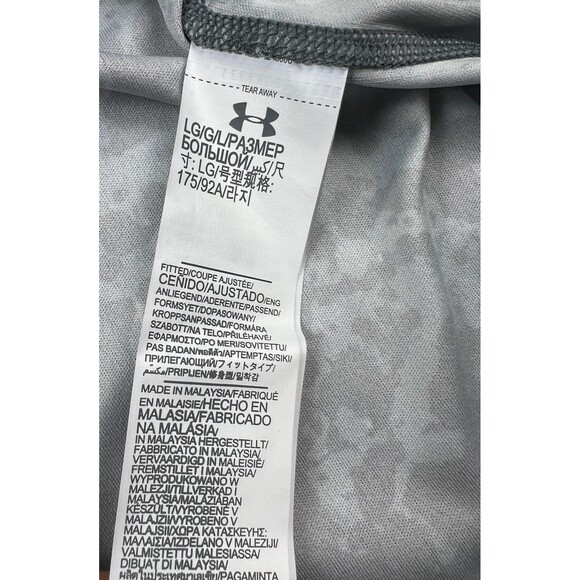 Under Armour RUN Mens Large 1/4 Zip Fitted Pullover Black Gray Camo Splatter - Picture 5 of 8